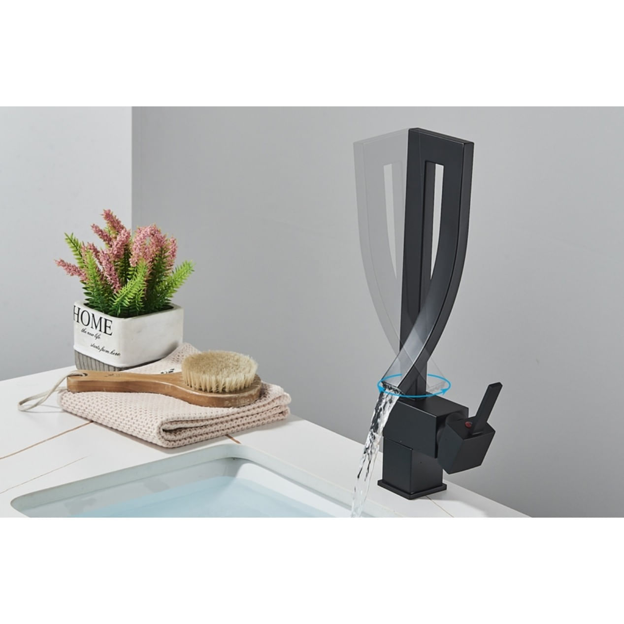 Baterie chiuveta baie, Blackswan, Tip M296, model negru mat tip cascada, dimensiune 34 cm — imaginea 3