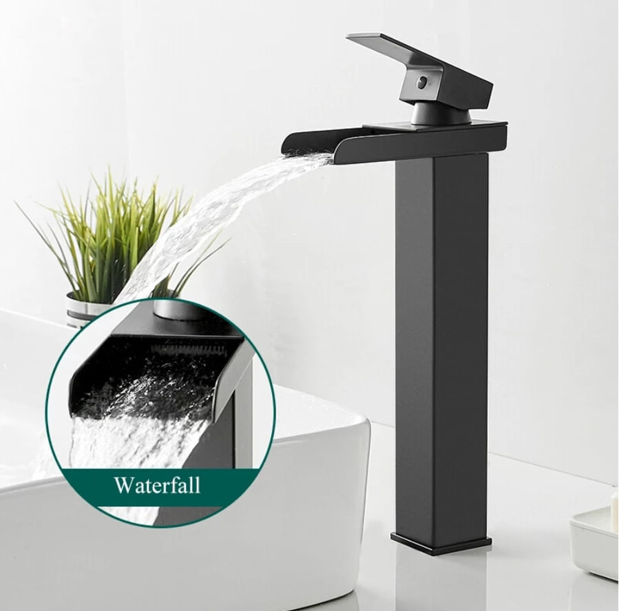 Baterie chiuveta baie, Blackswan, Tip Cascada M34, model negru mat, dimensiune 32 cm — imaginea 2