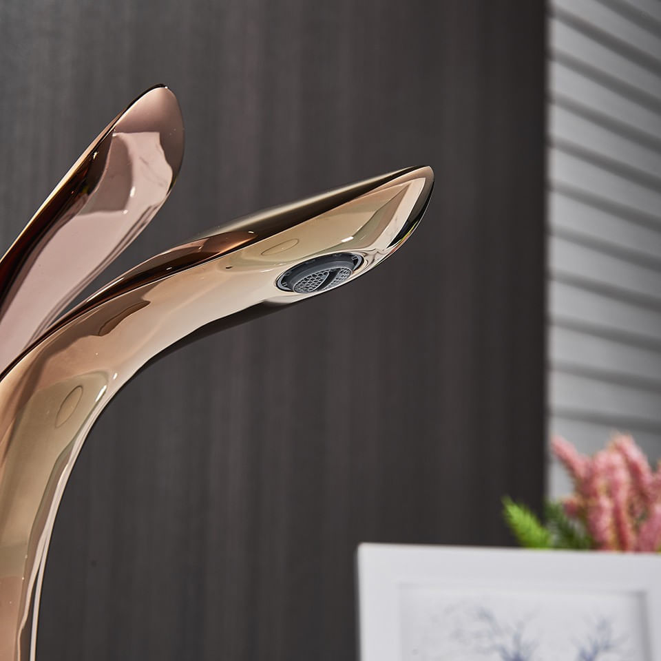 Baterie chiuveta baie, Blackswan, Tip M320, model rose gold inalt, cu montare pe blat, dimensiune 34.7 cm — imaginea 3