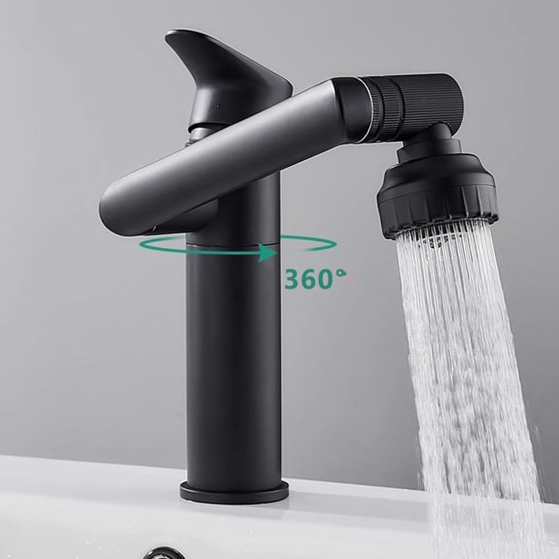Baterie chiuveta baie, Blackswan, Tip M330, model scurt negru mat rotativ, cu 2 moduri si pipa mobila, dimensiune 20 cm — imaginea 6