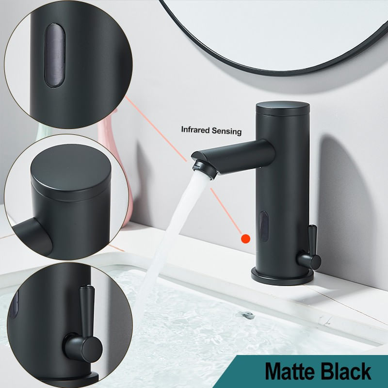 Baterie chiuveta baie, Blackswan, Tip M353, model negru mat cu senzor, dimensiune 18 cm — imaginea 3
