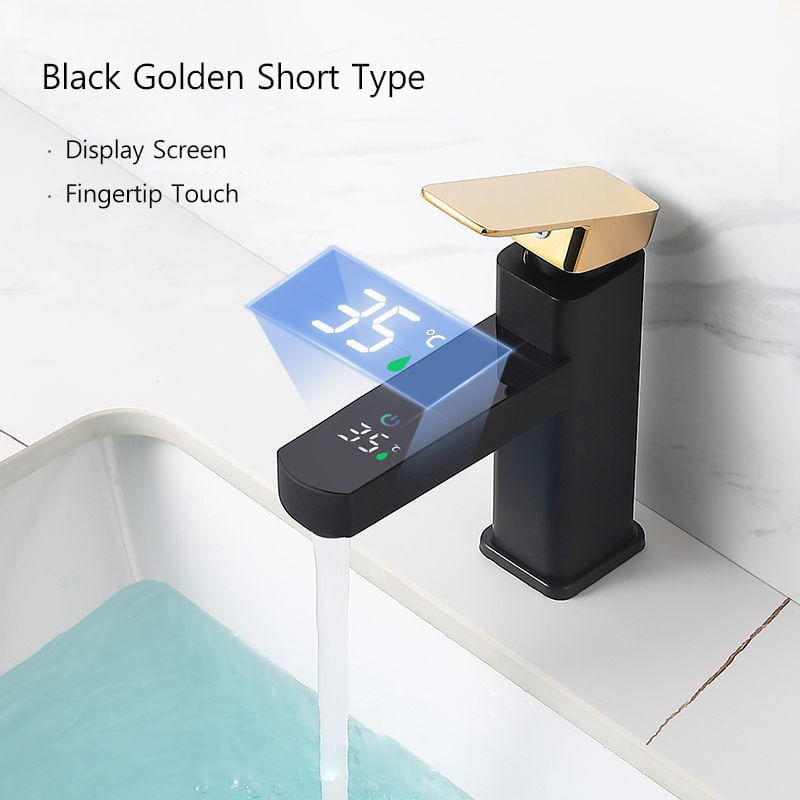 Baterie chiuveta baie, Blackswan, Tip M213, model negru/ auriu, cu afisaj LCD, dimensiune 17.5 cm — imaginea 2