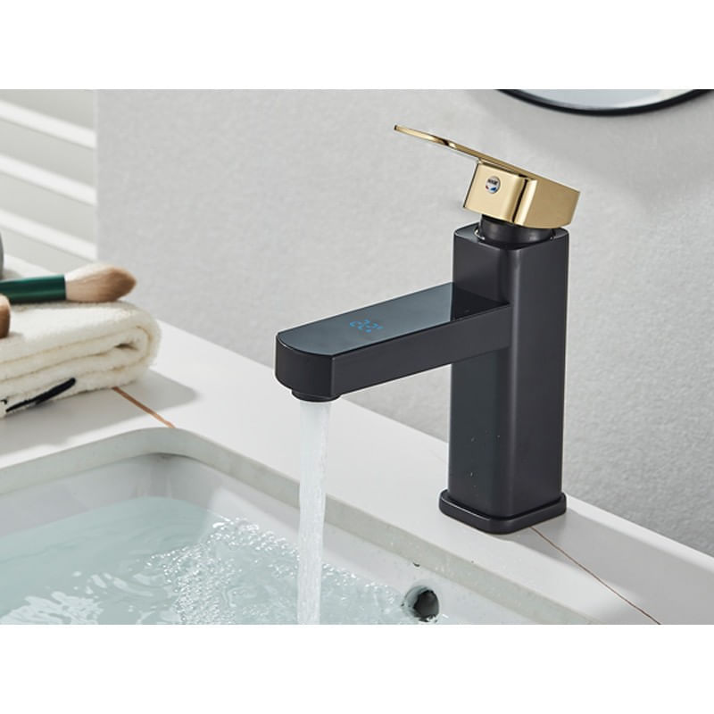 Baterie chiuveta baie, Blackswan, Tip M213, model negru/ auriu, cu afisaj LCD, dimensiune 17.5 cm — imaginea 3