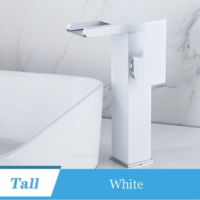 Baterie chiuveta baie, Blackswan, Tip M299, model alb inalt cu pipa tip cascada si LED, dimensiune 24 cm — imaginea 3