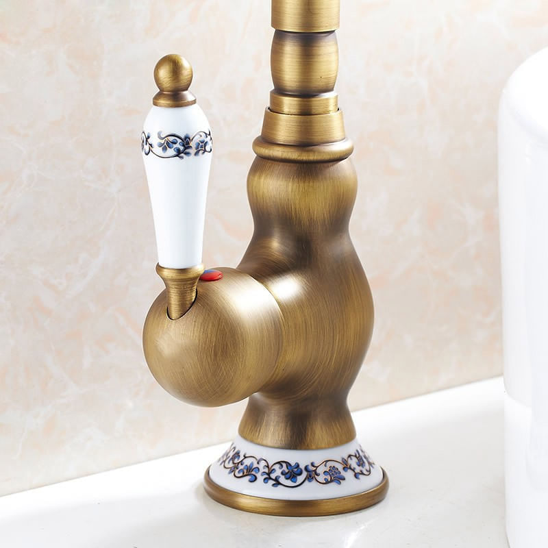 Baterie chiuveta baie, Blackswan, Tip M334, model scurt bronz antichizat cu ceramica, dimensiune 23 cm — imaginea 5