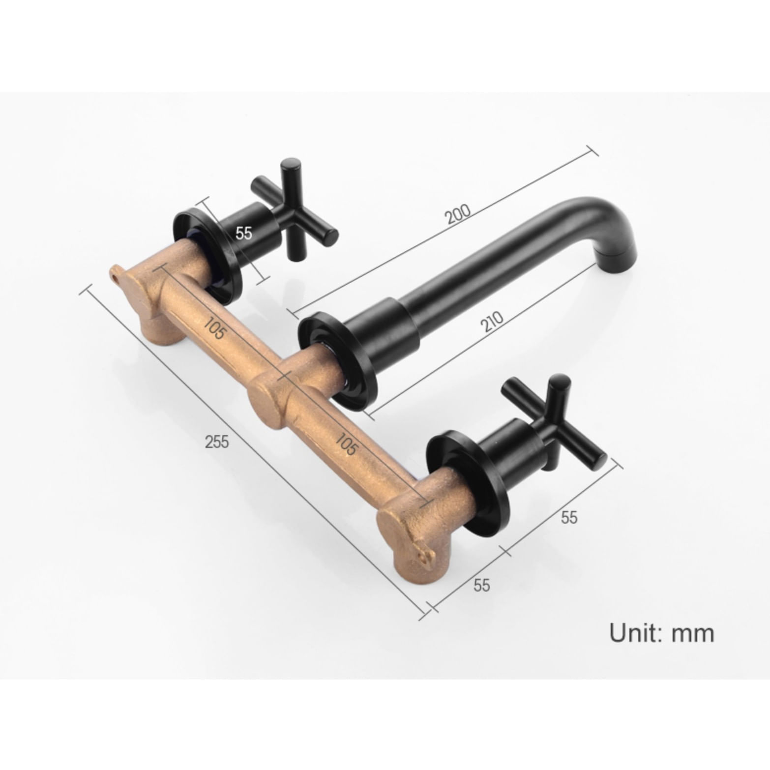 Baterie chiuveta baie, Blackswan, Tip M62, model negru mat, dimensiune 21 cm — imaginea 4