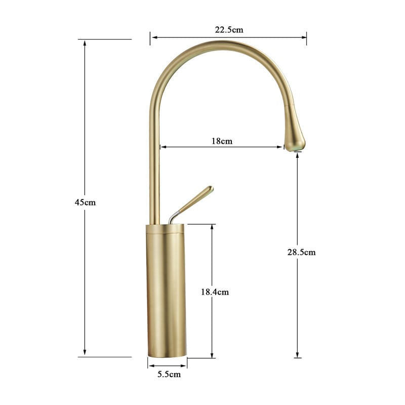 Baterie chiuveta baie, Blackswan, Tip M65, model auriu mat, dimensiune 45 cm — imaginea 4