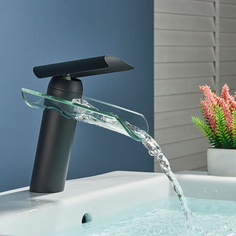 Baterie chiuveta baie, Blackswan, Tip M91 cascada, model negru mat, dimensiune 18 cm — imaginea 4