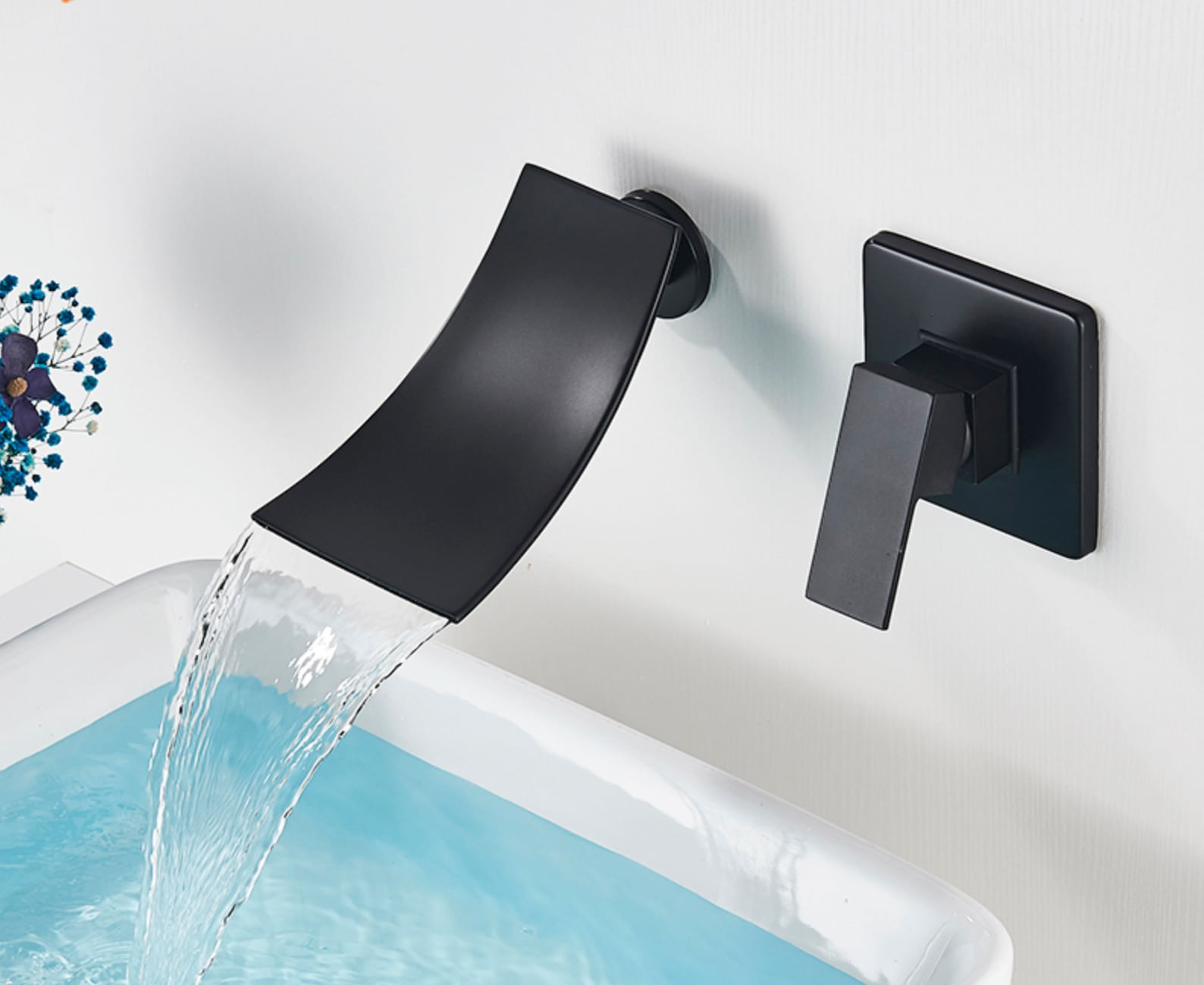 Baterie chiuveta baie, Blackswan, Tip cascada M3, model negru, dimensiune 18 cm — imaginea 4