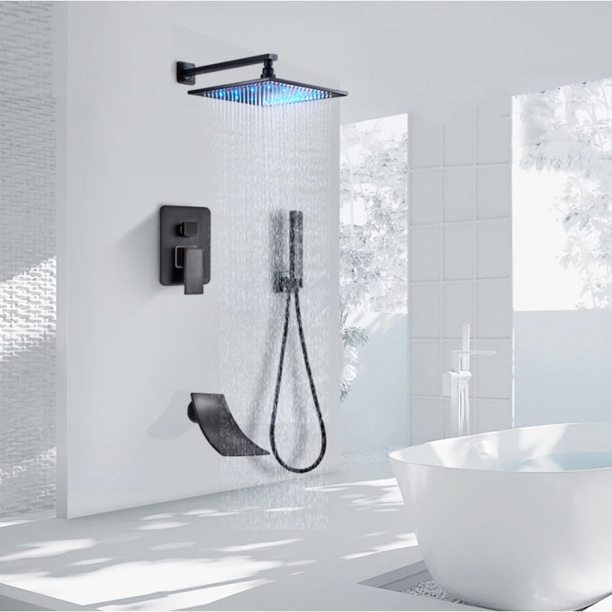 Set baterie dus, Blackswan, Tip M3.5 LED, model negru antichizat, dimensiune 30 cm — imaginea 2