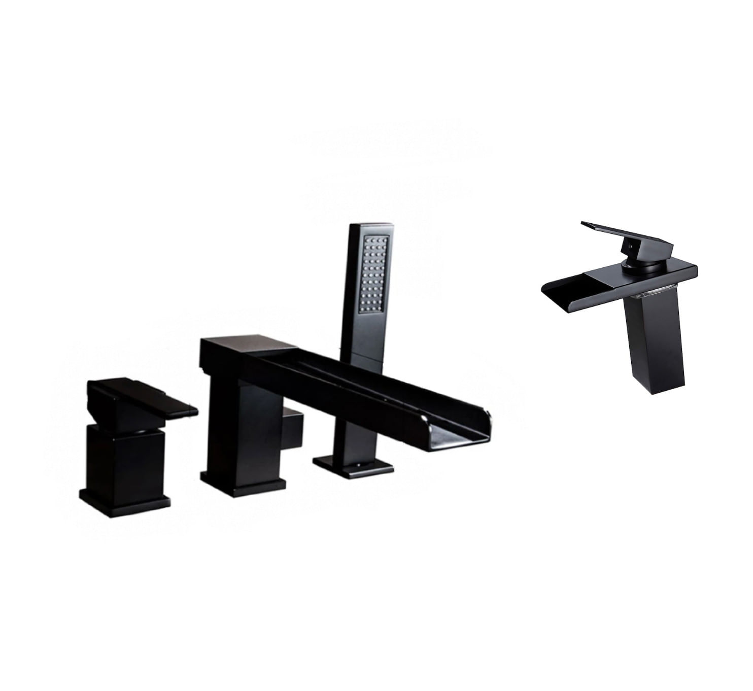 Set baterie cada si baterie chiuveta, Blackswan, Tip M32, model negru mat, dimensiune 25.5 cm — imaginea 2