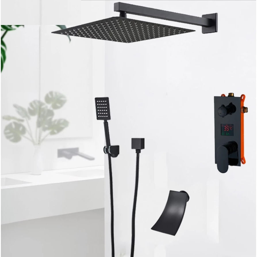 Set baterie dus, Blackswan, Tip M3.3, model negru mat, dimensiune 30 cm — imaginea 2