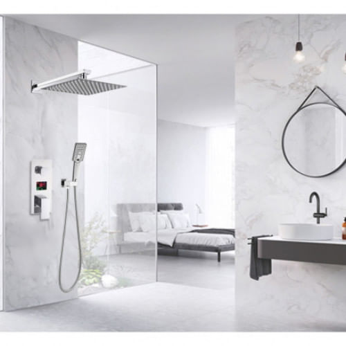 Set baterie dus, Blackswan, Tip M179, model crom, cu 2 cai si dus SPA, dimensiune 25 cm — imaginea 3