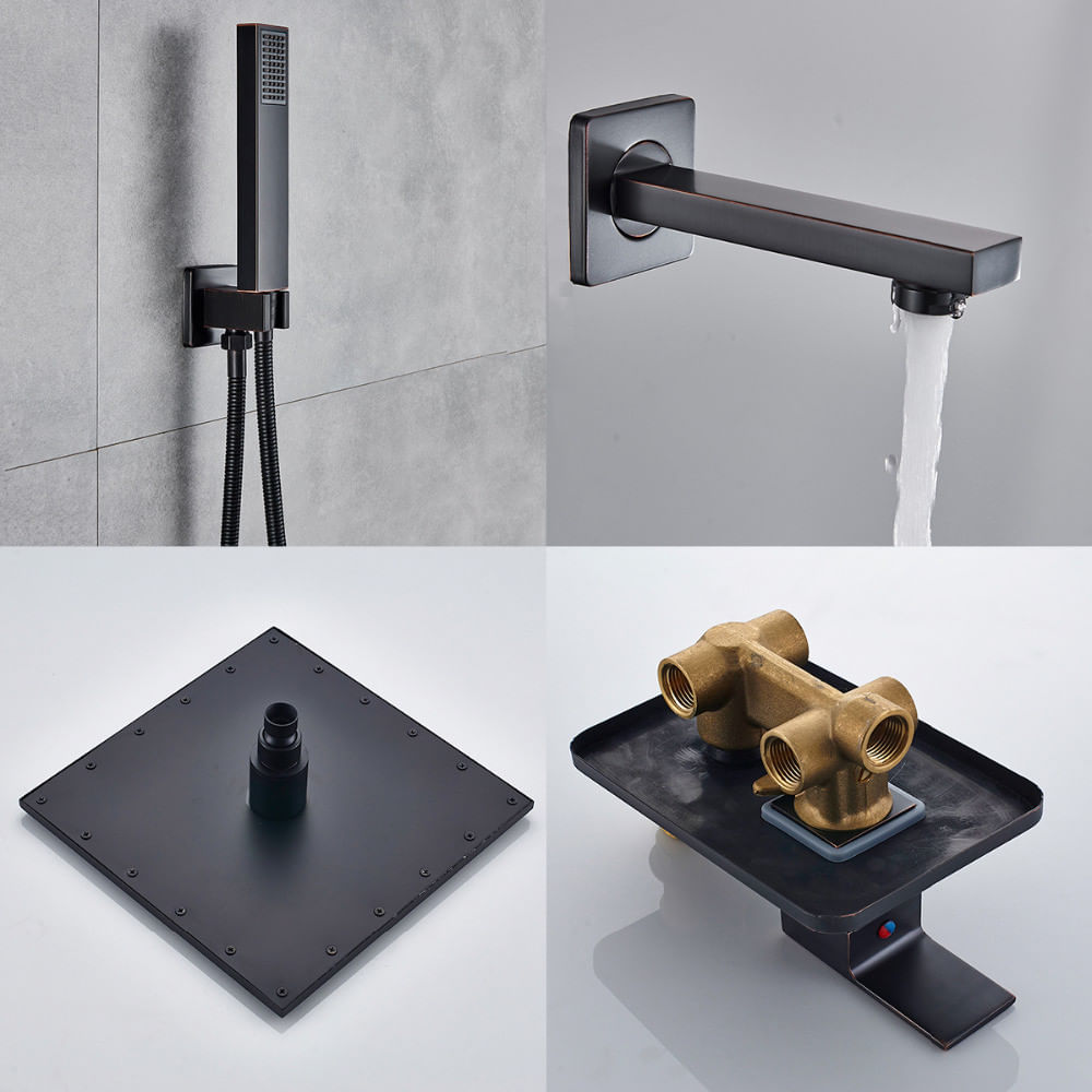 Set baterie dus, Blackswan, Tip M73.39, model negru antichizat, dimensiune 30 cm — imaginea 4