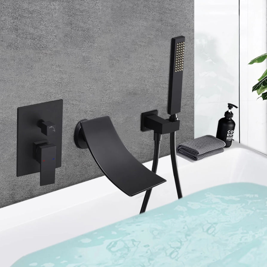 Set baterii cada si chiuveta, Blackswan, Tip M3, model negru mat, dimensiune 18 cm — imaginea 6