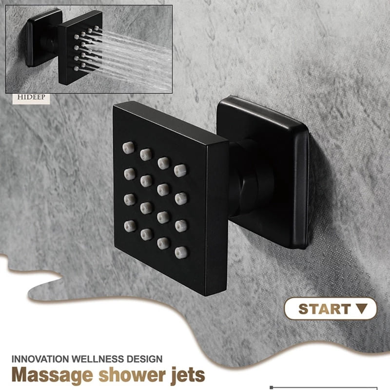 Set baterie dus, Blackswan, Tip M73.59 Duze masaj, model negru mat, dimensiune 20 cm — imaginea 5
