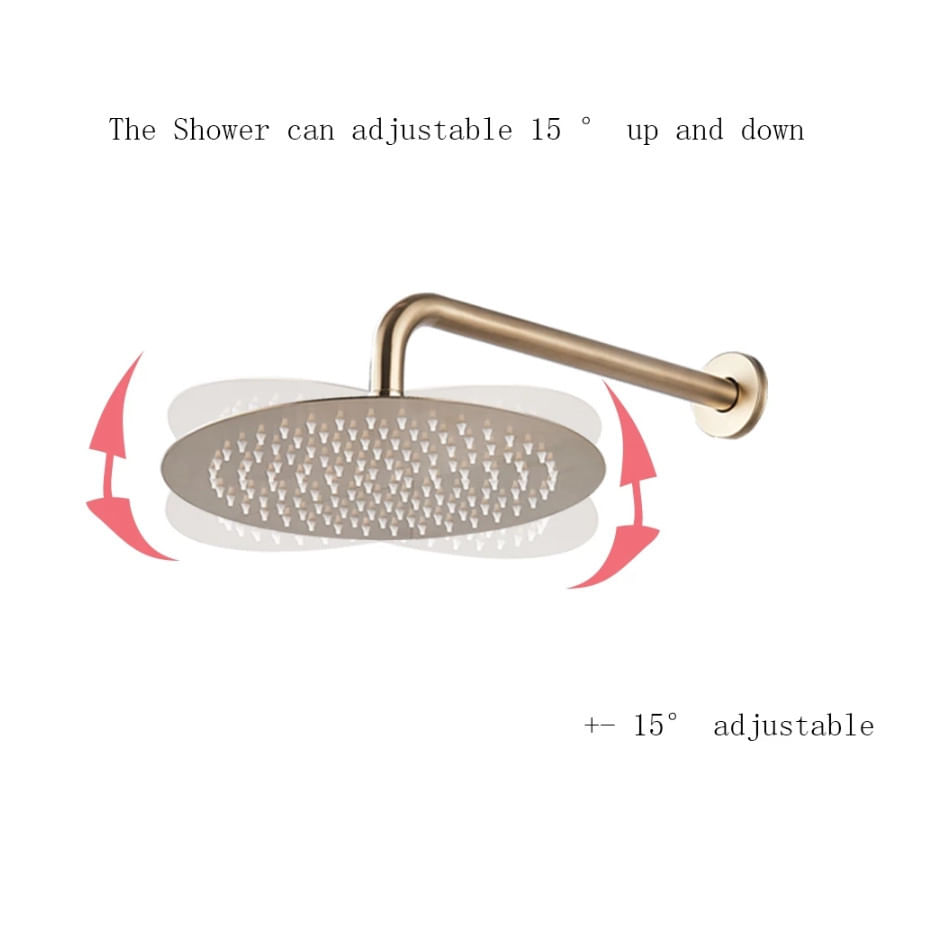 Set baterie dus, Blackswan, Tip M69.2, model auriu mat, dimensiune 25 cm — imaginea 5