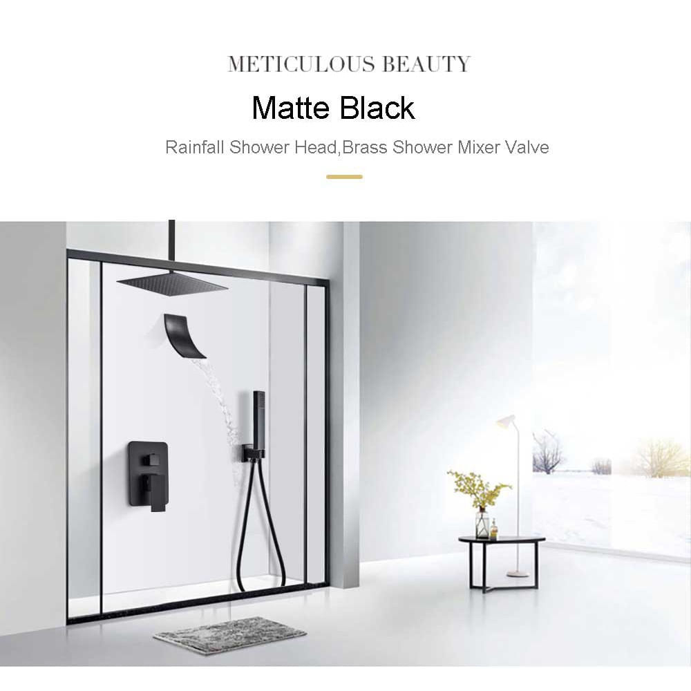 Set baterie dus, Blackswan, Tip M3.9 dus tavan, model negru mat, dimensiune 40 cm — imaginea 3