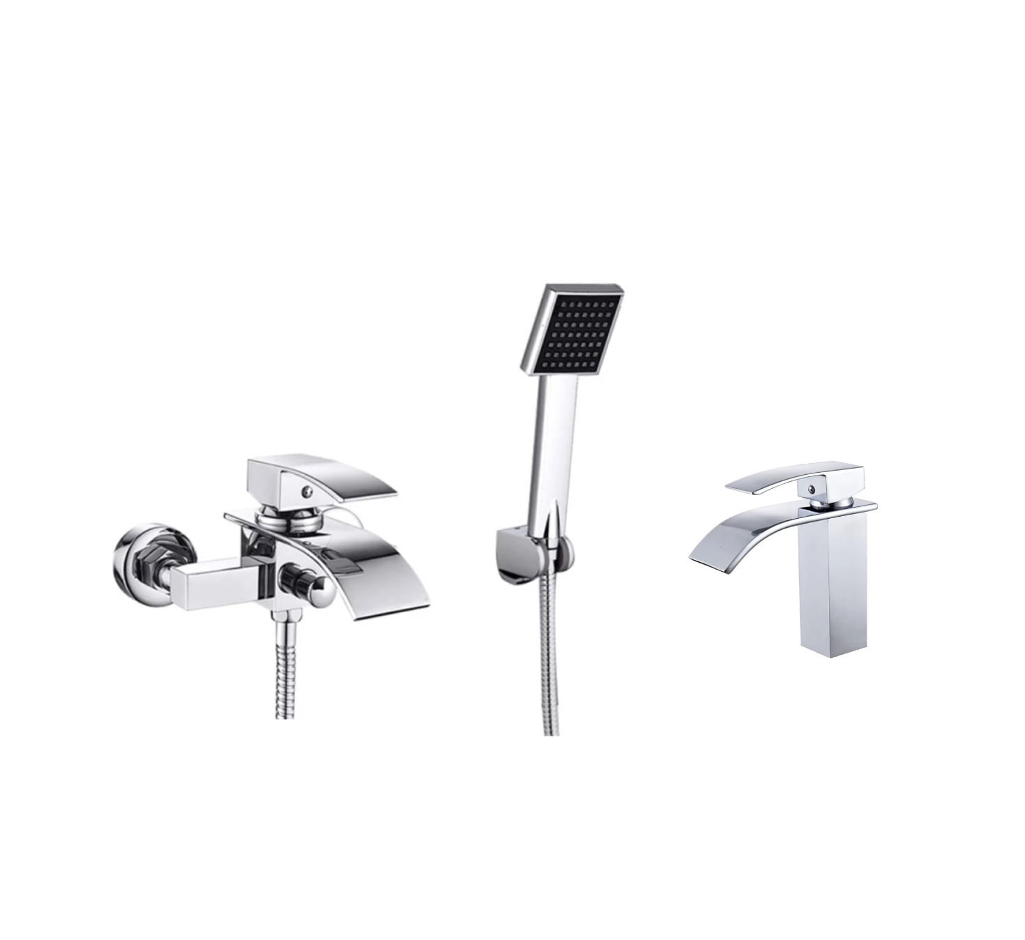 Set baterie cada si baterie chiuveta, Blackswan, Tip M84, model crom lucios, dimensiune 23 cm — imaginea 2