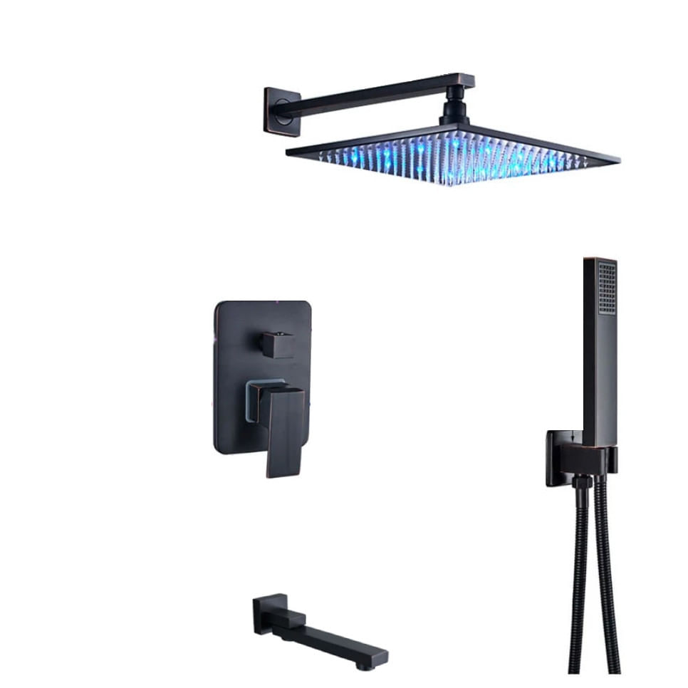 Set baterie dus, Blackswan, Tip M73.52 LED, model negru antichizat, dimensiune 30 cm — imaginea 2