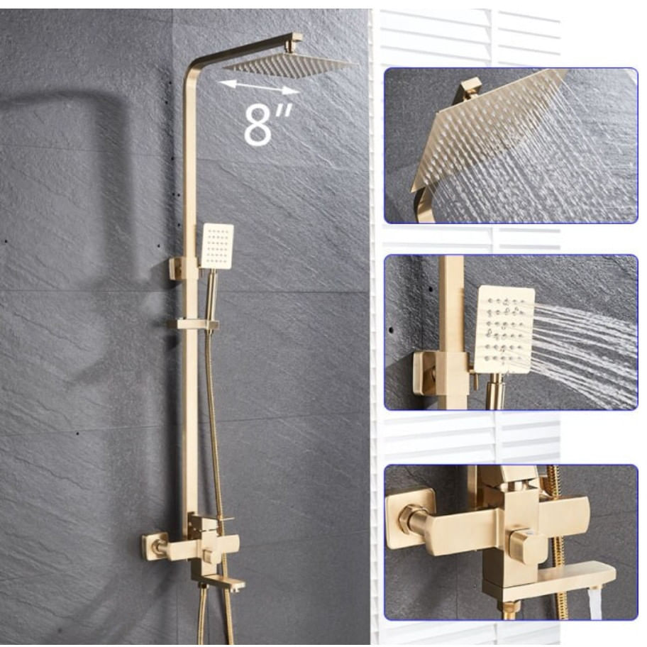 Set baterie dus, Blackswan, Tip M11.7, model auriu mat, dimensiune 20 cm — imaginea 2