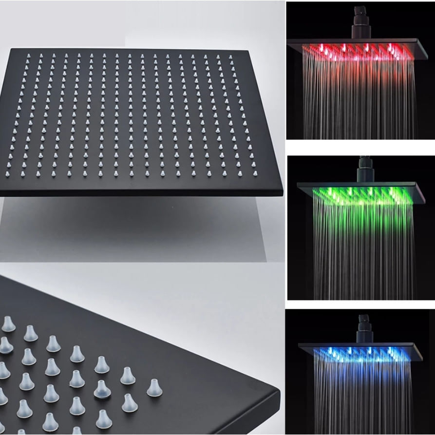 Set baterie dus, Blackswan, Tip M3.14 SMART/ LED, model negru mat, dimensiune 20 cm — imaginea 3