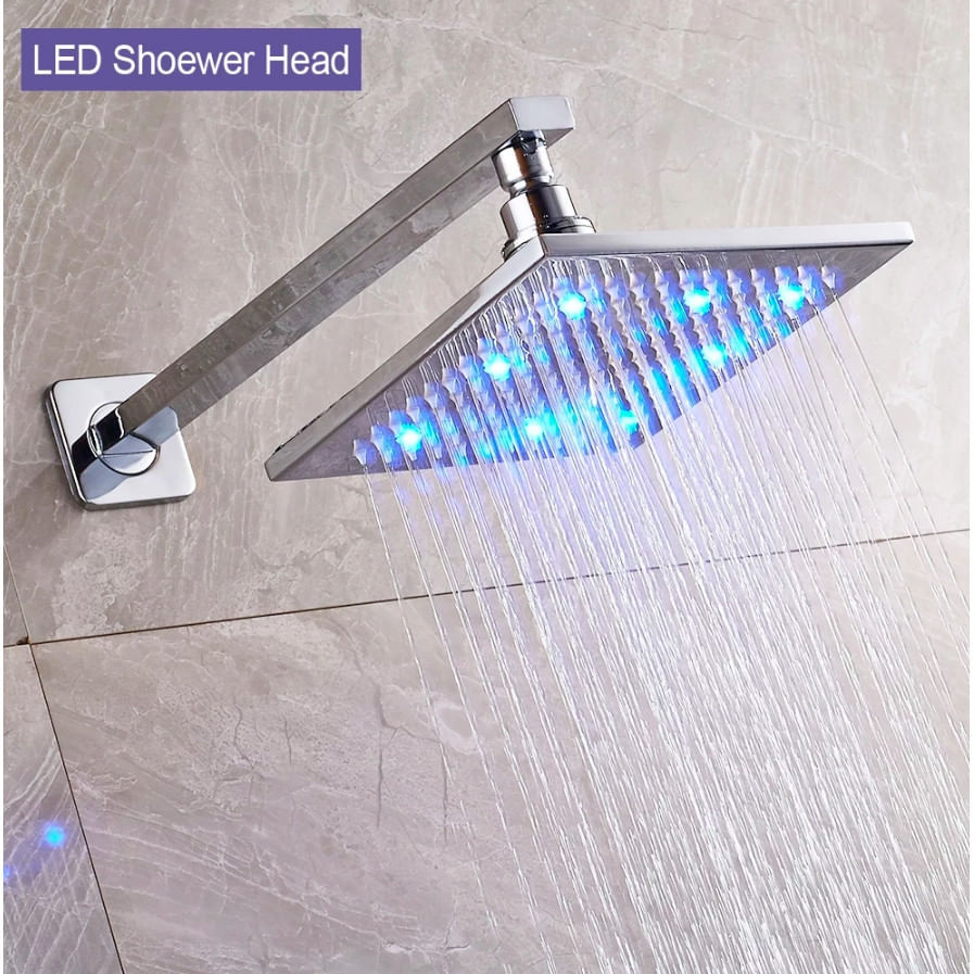 Set baterie dus, Blackswan, Tip M73.65 LED, model crom lucios, dimensiune 40 cm — imaginea 3