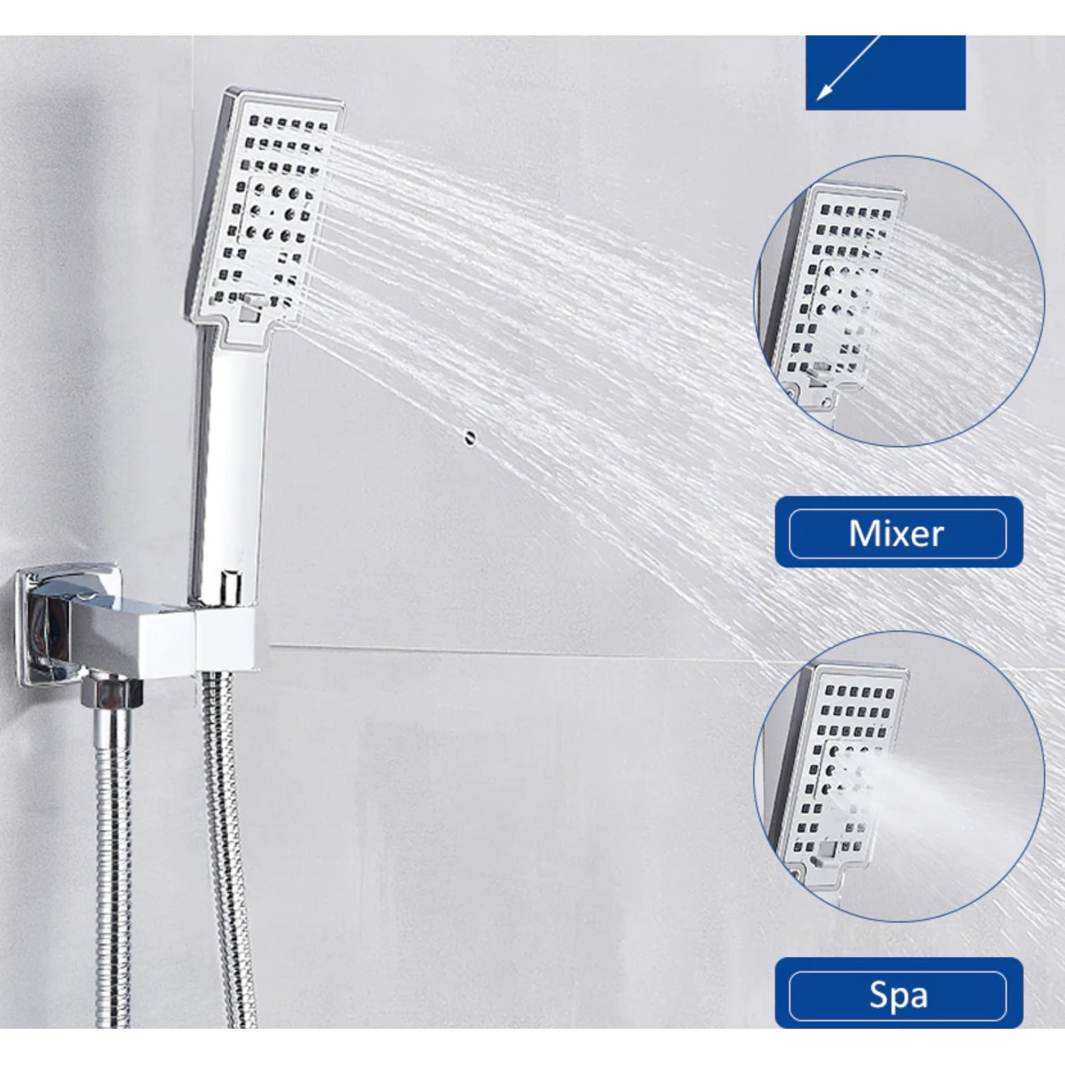 Set baterie dus, Blackswan, Tip M73.53 Smart, model crom, dimensiune 40 cm — imaginea 6