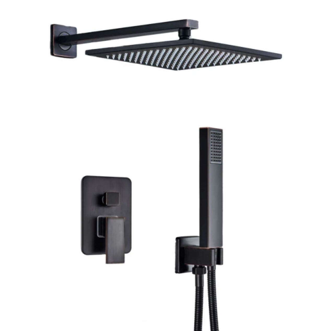 Set baterie dus, Blackswan, Tip M73.38, model negru antichizat, dimensiune 40 cm