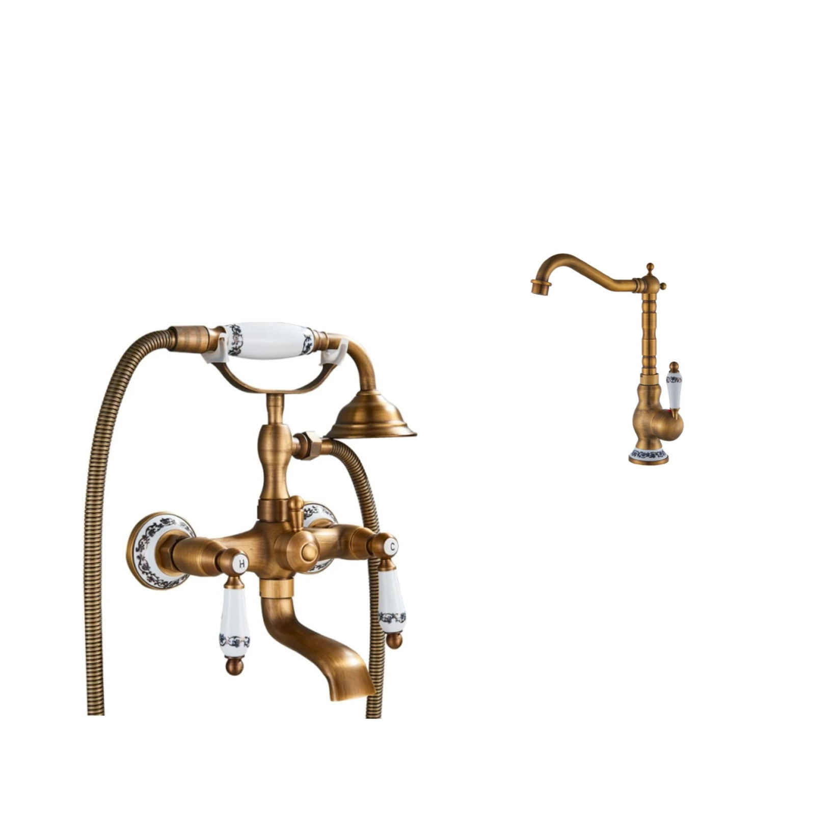 Set baterie cada si chiuveta, Blackswan, Tip M40.3, model bronz antichizat, dimensiune 20 cm — imaginea 2