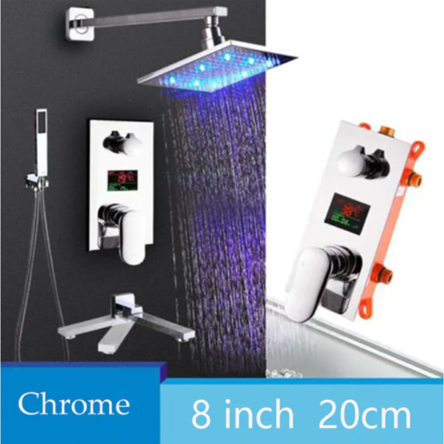 Set baterie dus, Blackswan, Tip M73.64 LED, model crom lucios, dimensiune 20 cm — imaginea 3