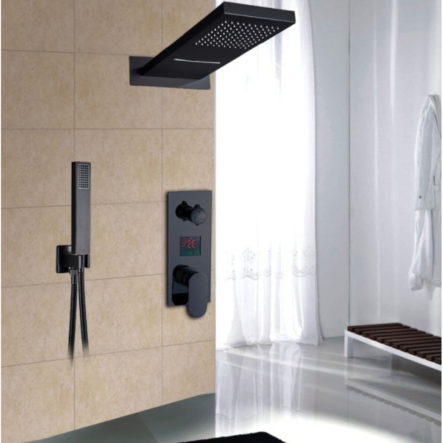 Set baterie dus, Blackswan, Tip M73.11, model negru mat, dimensiune 52 cm — imaginea 2