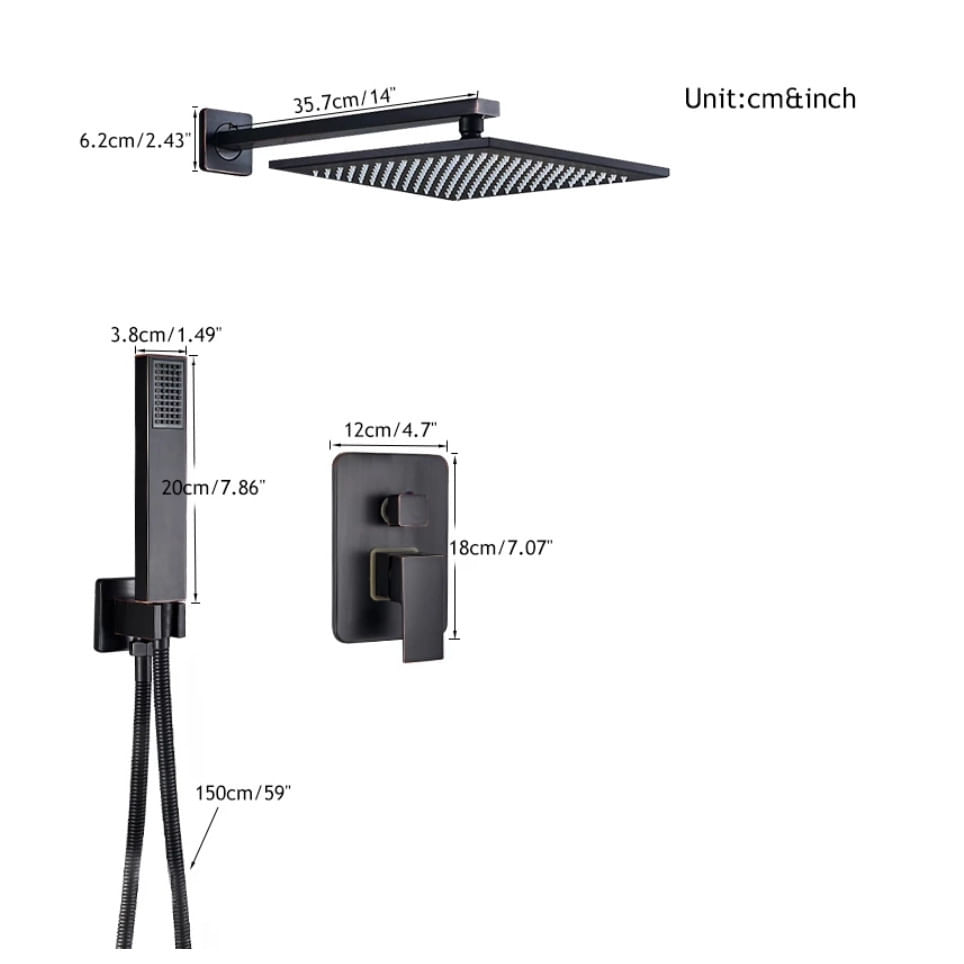 Set baterie dus, Blackswan, Tip M73.38, model negru antichizat, dimensiune 40 cm — imaginea 6