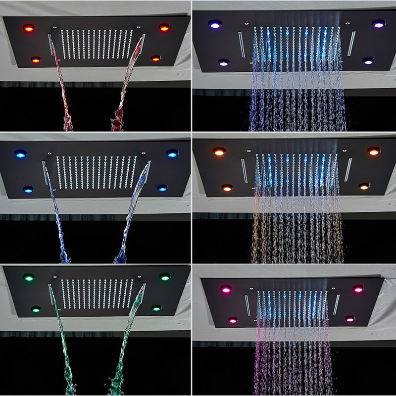 Set baterie dus, Blackswan, Tip M114, model SPA cu LED negru mat, dimensiune 50 cm — imaginea 5