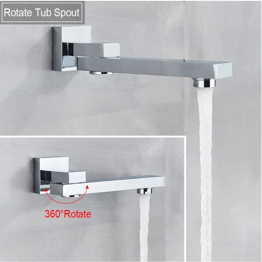 Set baterie dus, Blackswan, Tip M73.66 LED, model crom lucios, dimensiune 25 cm — imaginea 5