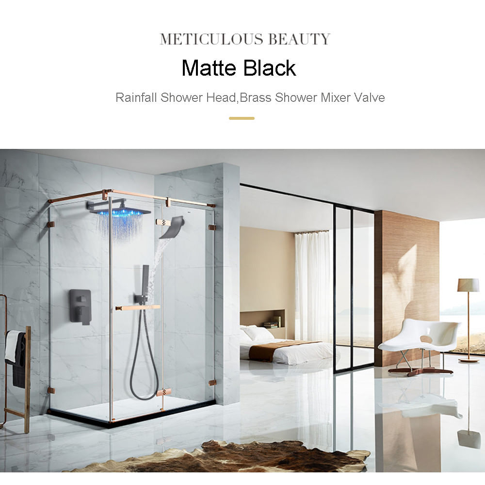 Set baterie dus, Blackswan, Tip M3.7 LED, model negru mat, dimensiune 40 cm — imaginea 2