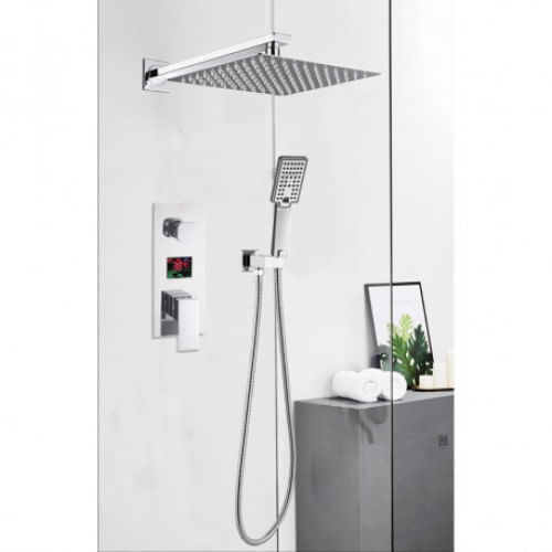 Set baterie dus, Blackswan, Tip M180, model crom, cu 2 cai si dus SPA, dimensiune 30 cm — imaginea 3