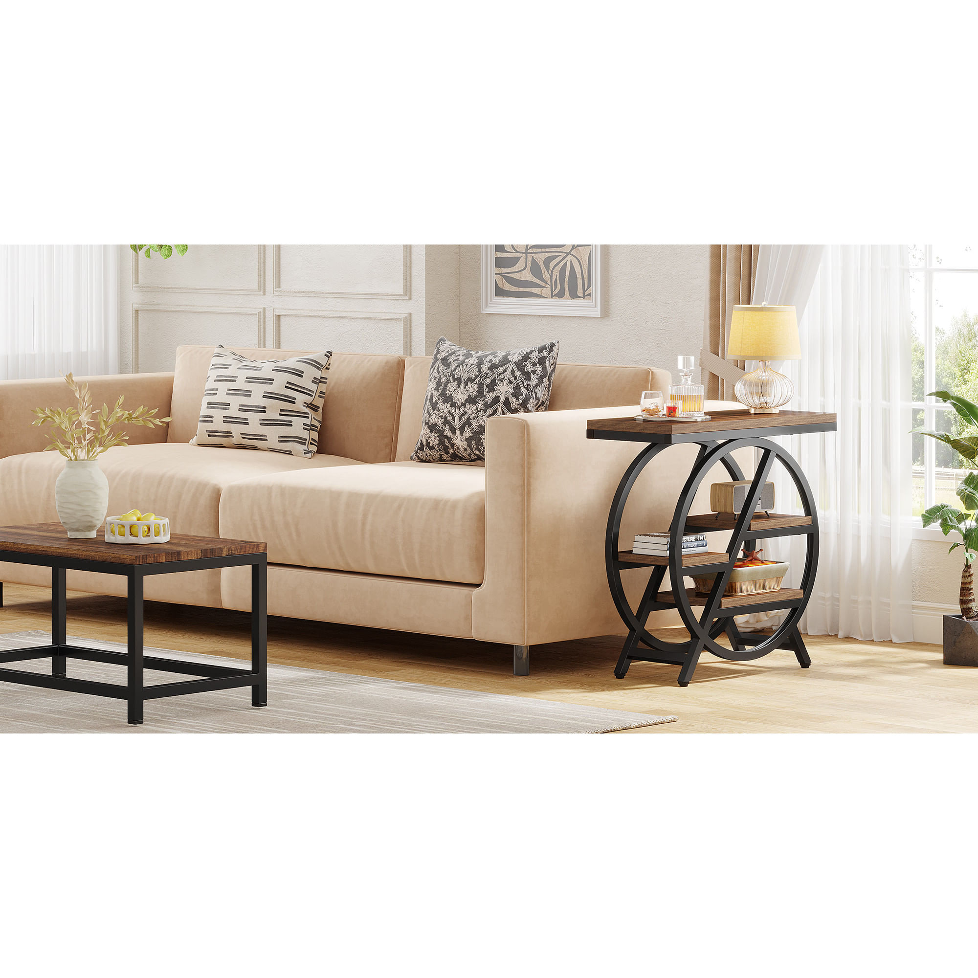 Masa Living/Hol, Blackswan Design Sofia 3, lemn maro/negru, 100x30x75cm — imaginea 4