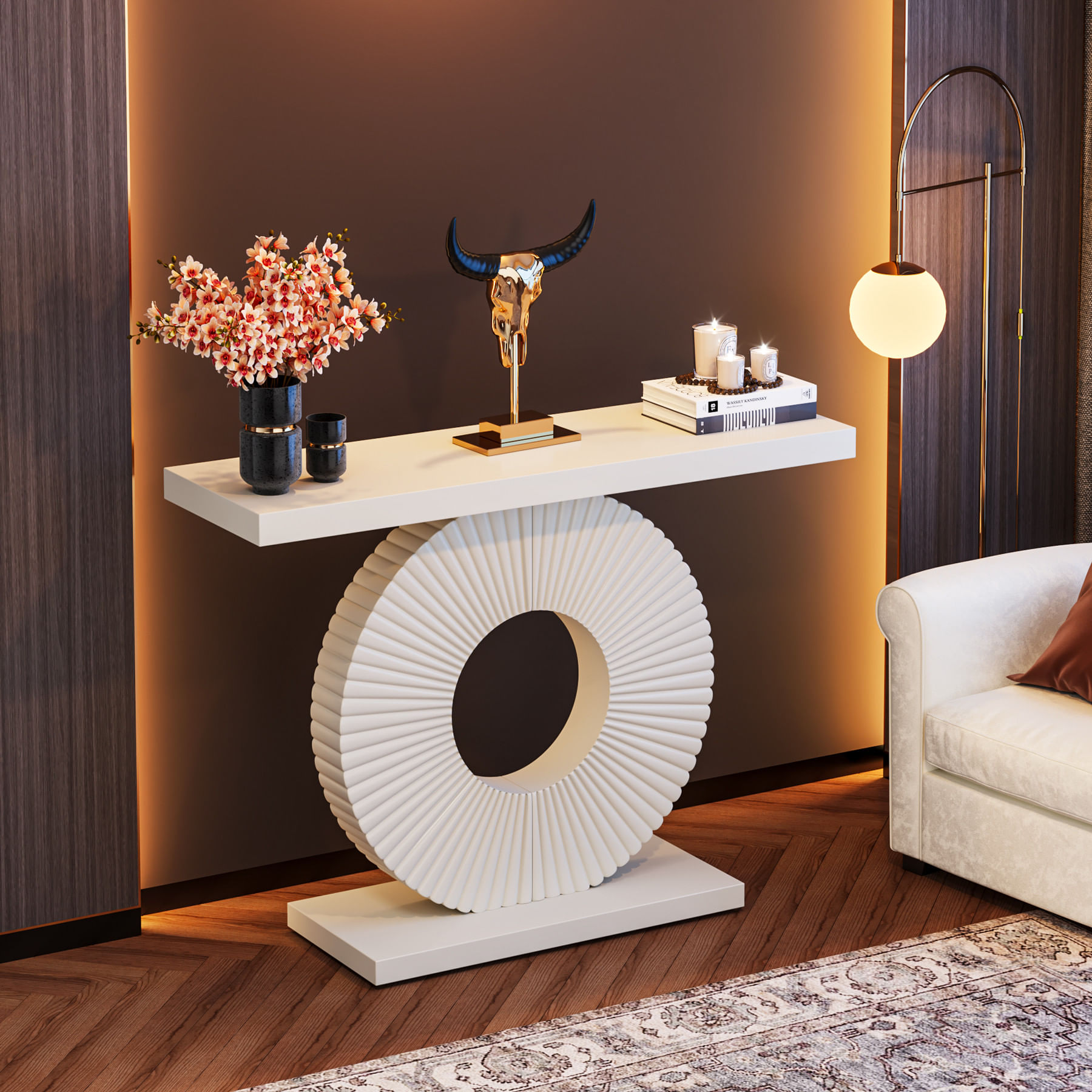 Masa Decor Living/ Hol, Blackswan Design Model Loft Edge, alb, 100x30x78 cm — imaginea 3