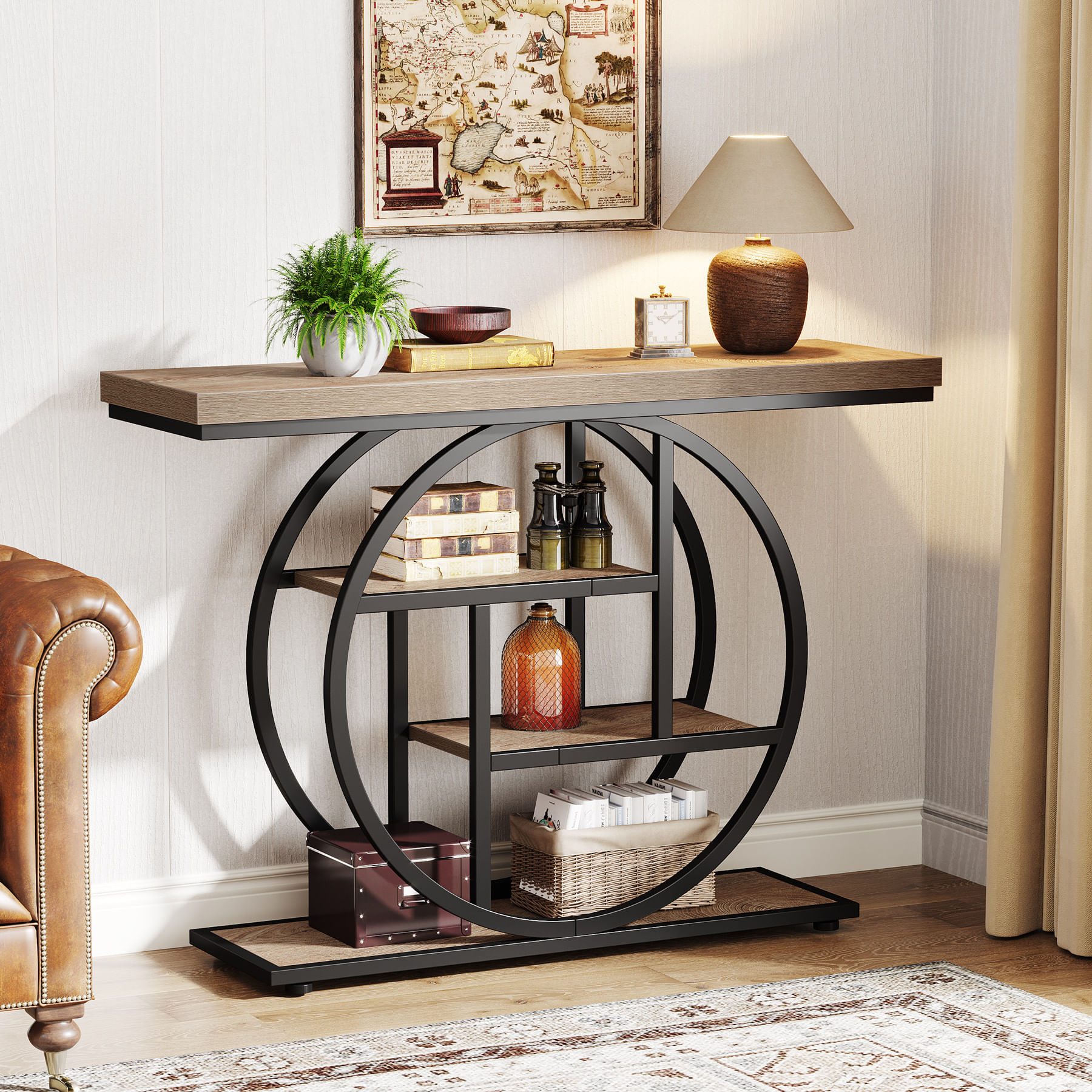 Masa Living/Hol, Blackswan Design Alana, imitatie marmura alba/ aurie, 105x30x80 cm — imaginea 2