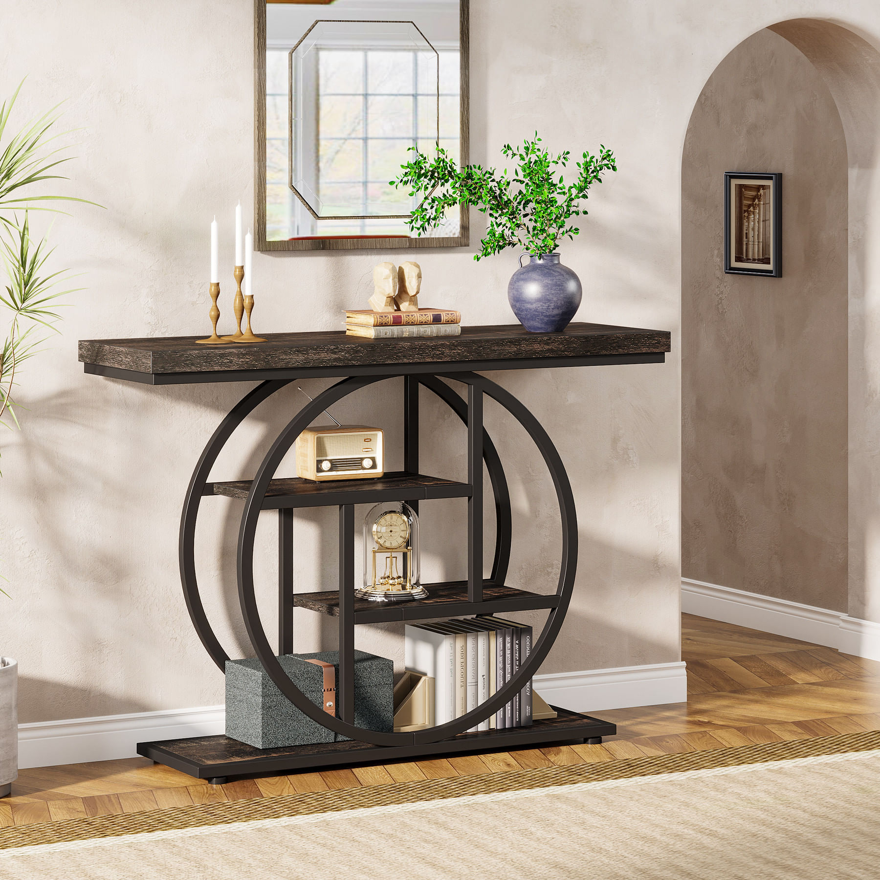 Masa Living/Hol, Blackswan Design Halley, lemn maro/negru, 100x30x80 cm — imaginea 3