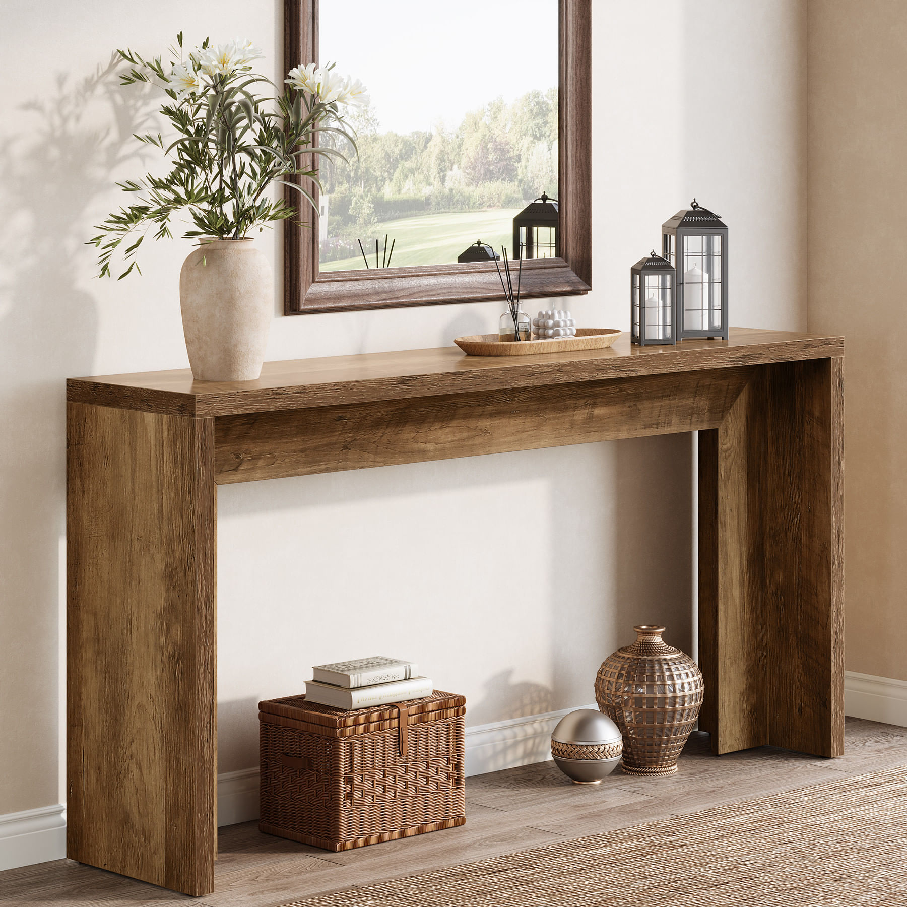 Masa Living/Hol, Blackswan Design Countryside M4, lemn maro, 160x35x85 cm — imaginea 3
