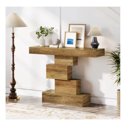 Masa Decor Living/ Hol, Blackswan Design Model Vertigo, lemn maro deschis, 108x30x80 cm — imaginea 3