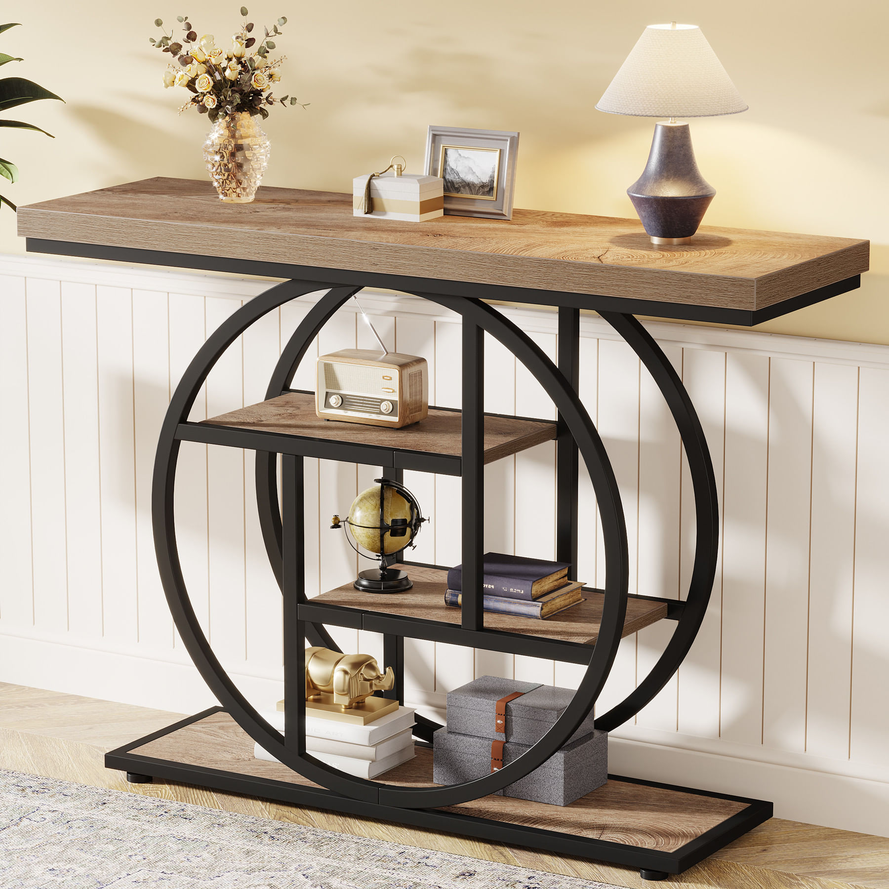 Masa Living/Hol, Blackswan Design Alana, imitatie marmura alba/ aurie, 105x30x80 cm — imaginea 3