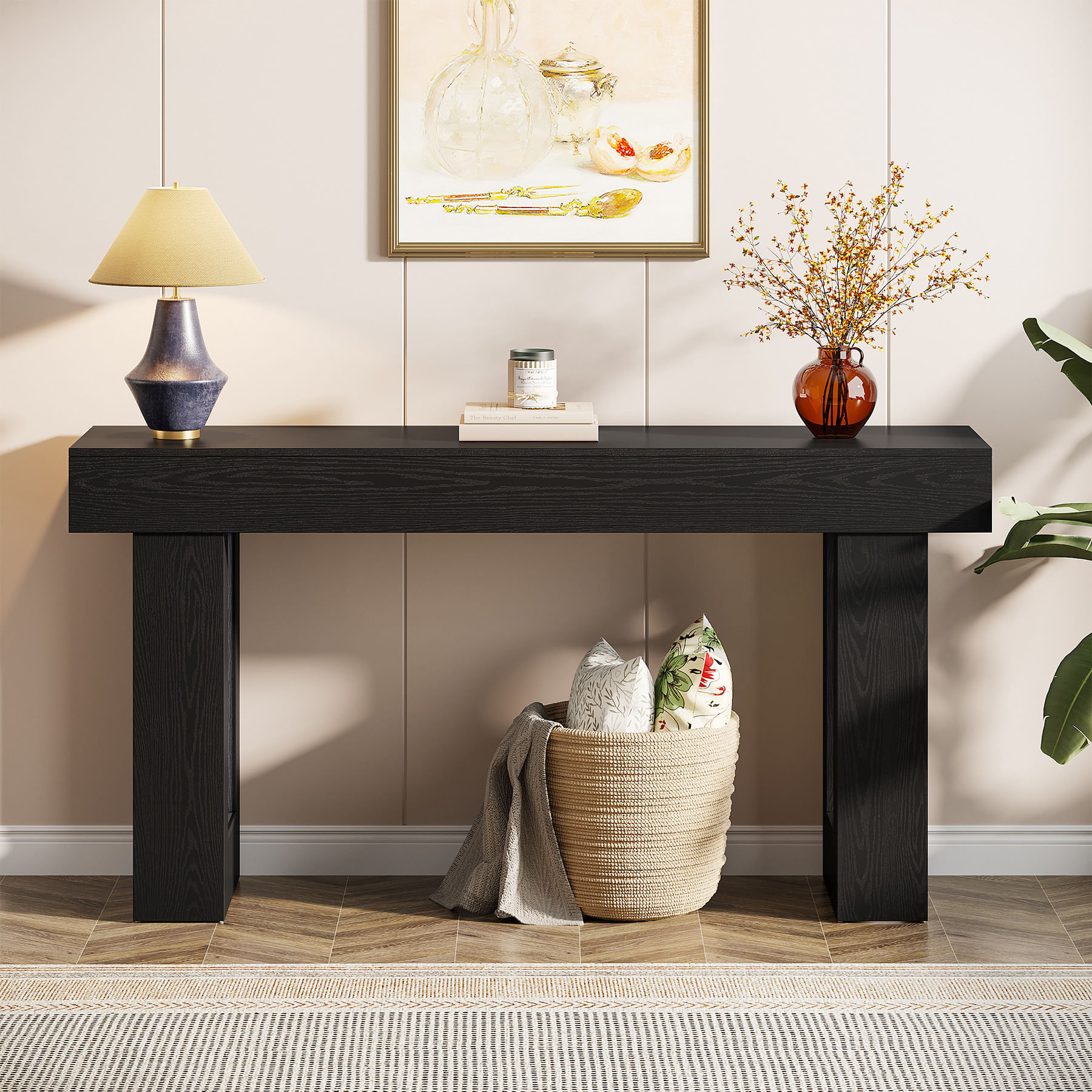 Masa Living/Hol, Blackswan Design Countryside M8, lemn maro/ negru, 140x30x83 cm — imaginea 2