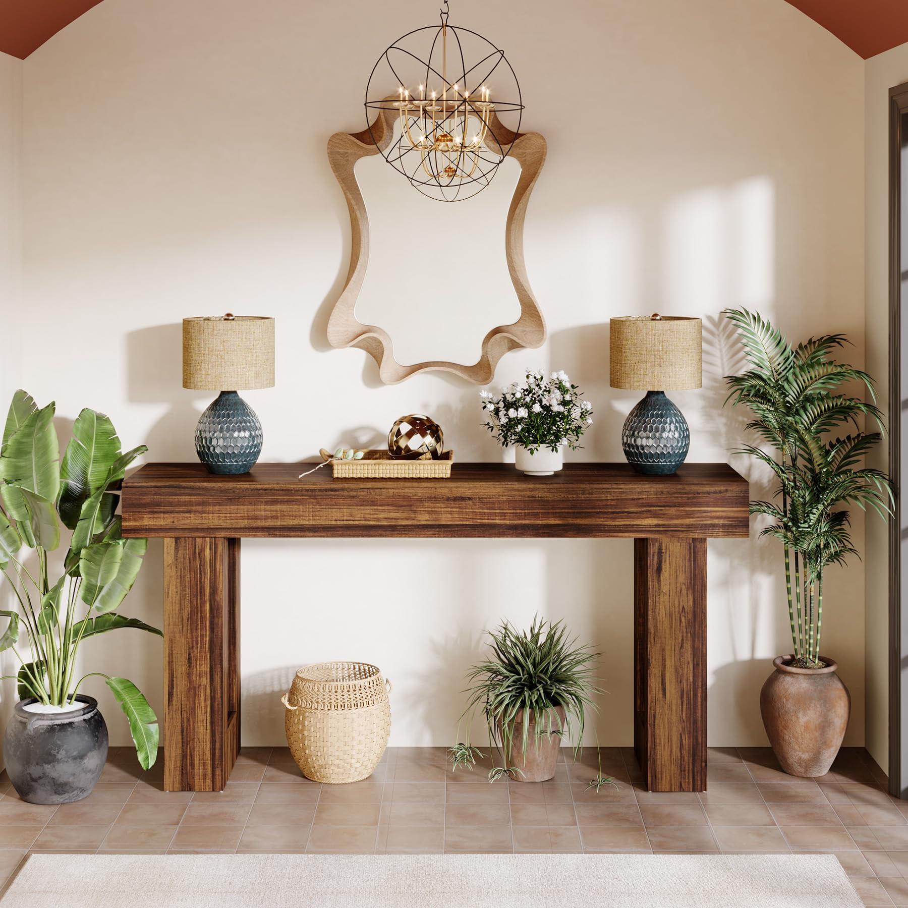 Masa Living/Hol, Blackswan Design Countryside M7, negru, 160x35x85 cm — imaginea 2