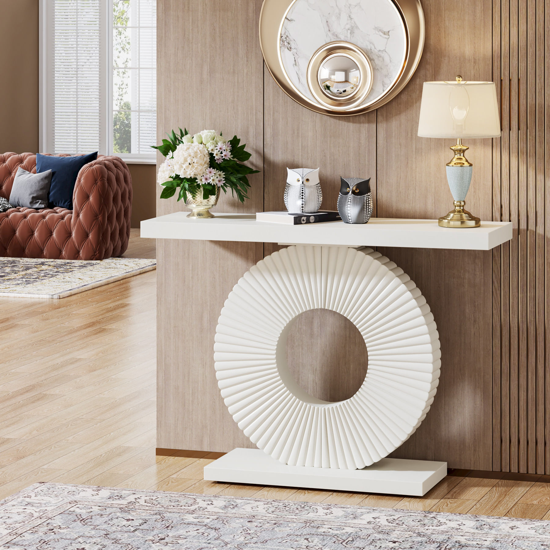 Masa Decor Living/ Hol, Blackswan Design Model Loft Edge, alb, 100x30x78 cm — imaginea 4