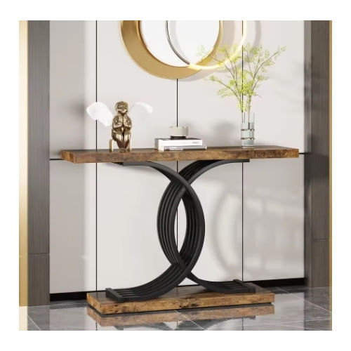 Masa Decor Living/ Hol, Model Fremingi maro/ negru, textura lemnoasa, 100 cm — imaginea 3