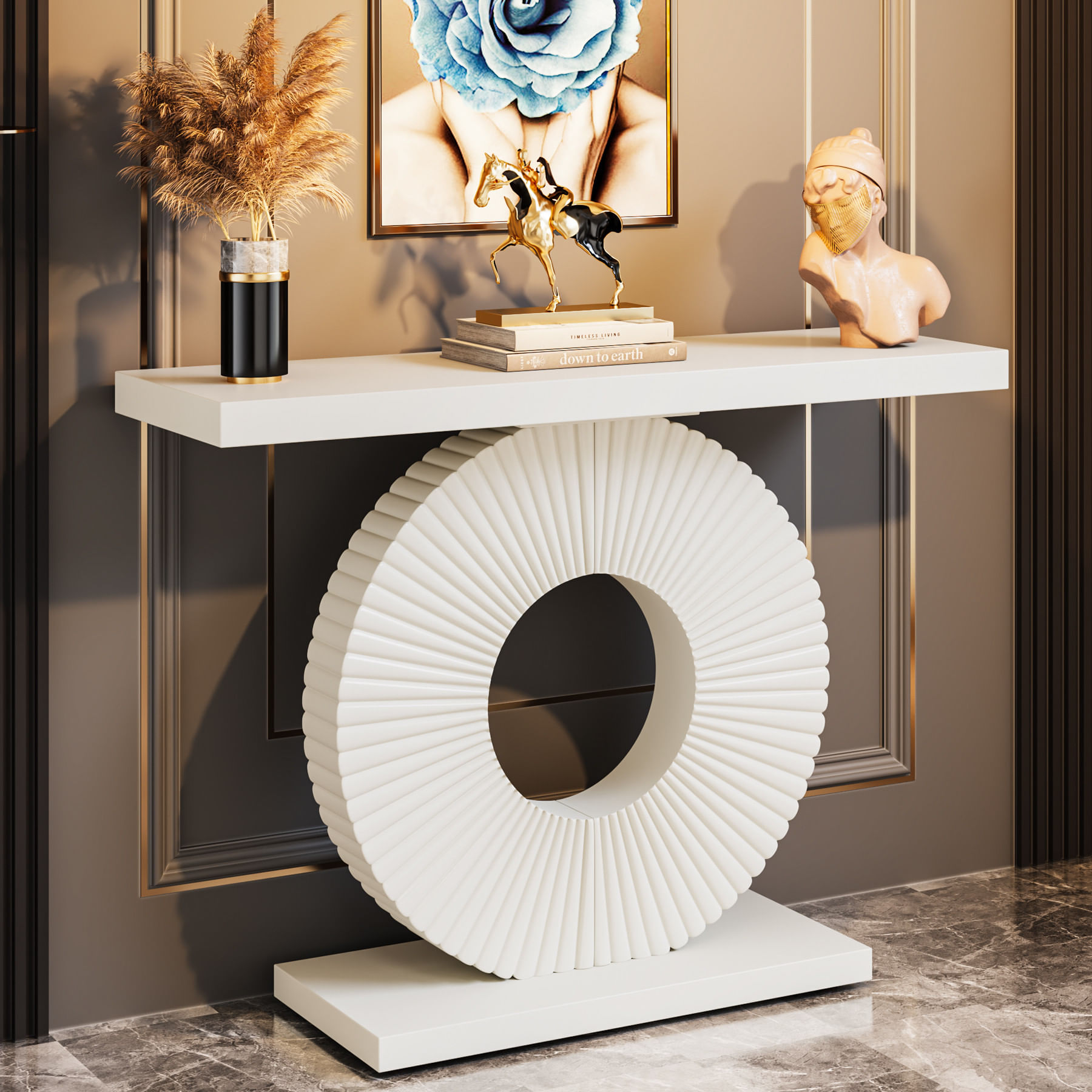 Masa Decor Living/ Hol, Blackswan Design Model Loft Edge, alb, 100x30x78 cm — imaginea 5