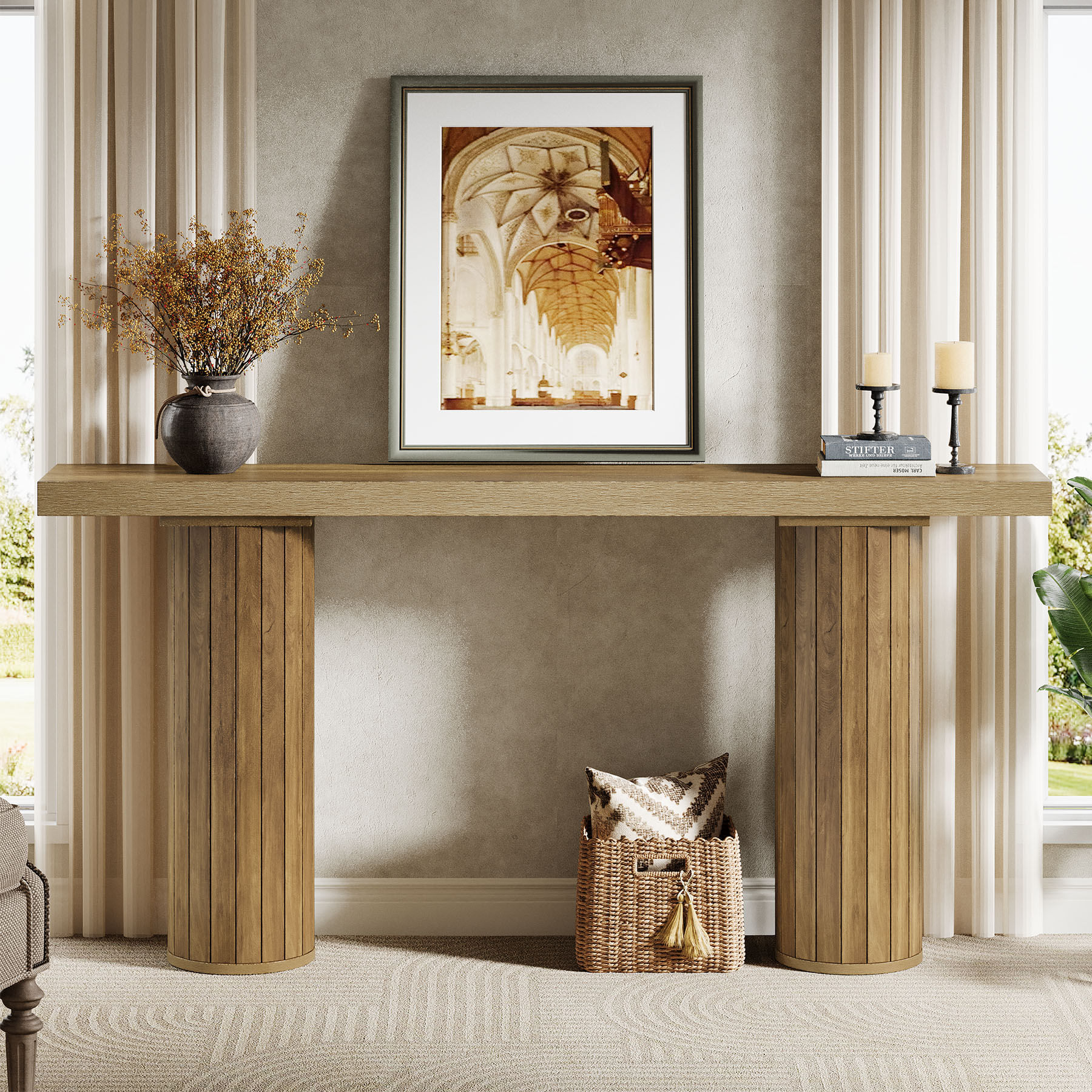 Masa Living/Hol, Blackswan Design Farmhouse M4, lemn maro inchis, 140x30x80 cm — imaginea 2